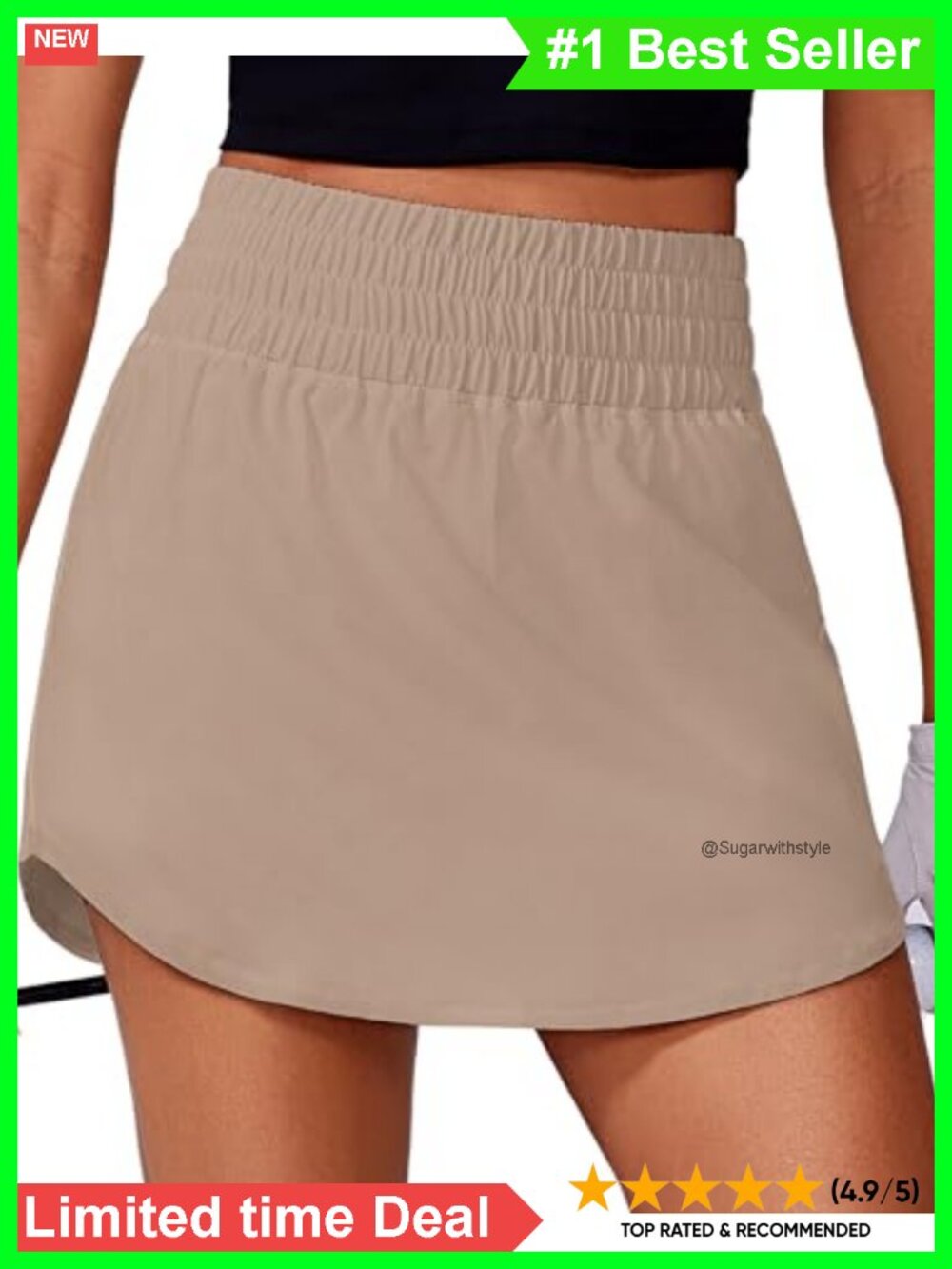 Golf Skort High Waisted A-Line Skirt Built-in Shorts Pockets